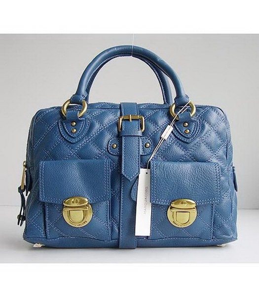 Marc Jacobs ha imbottito Venetia Satchel_Sapphire Pelle